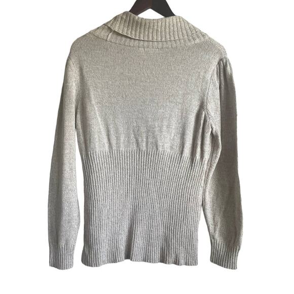 Cato Sweater Women 18/20 Oatmeal Surplice Neck Decorative Buttons Office Minimal - Picture 2 of 14